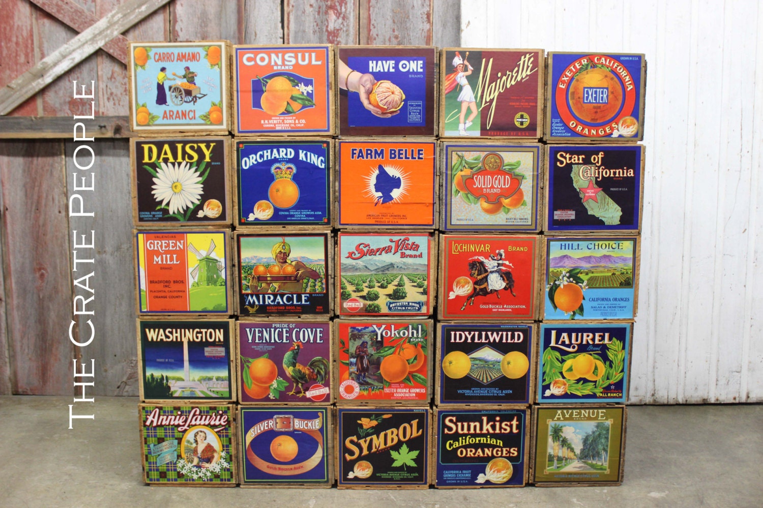 FREE SHIPPING Vintage ORANGE Crates 1930s 50s New