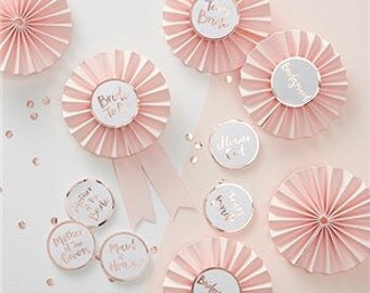 Rose gold Hen party badges