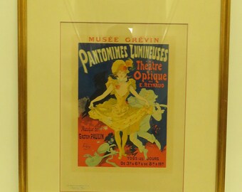 Vintage 22"x 18" Framed Original Lithograph,1896, Pantomimes Lumineuses /Museum Grevin by Jules Cheret # 41 From Les Maîtres de l'Affiche.