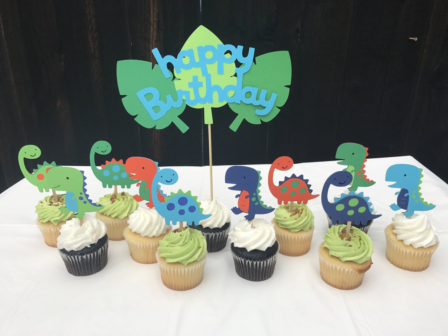 12 dinosaur cupcake toppers