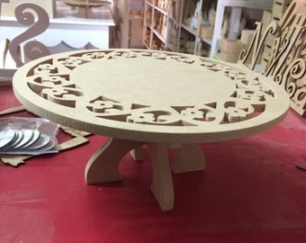 Cake stand made of wood 12" wide