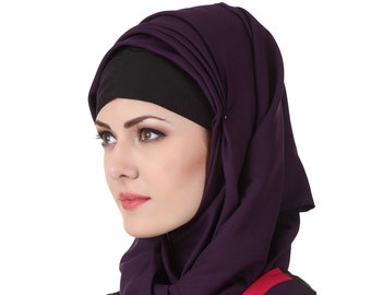 MyBatua Purple Kashibo Islamique Moderne Hijab, Prayer Hijab, Carré \u0026 Rectangulaire, Mode Foulards