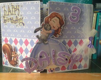 Sofia the first birthday card, Sophia the first birthday card, Sofia 1st, Sophia 1st, girls birthday, kids birthday, Disney birthday,