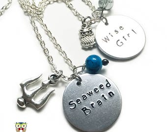 Heroes of Olympus Necklace, Hand Stamped Book Lover Gift, Greek Mythology, Annabeth Chase, Leo Valdez, Nico Di Angelo, Percy, Piper McLean