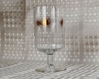Set of 4 Wine Glasses ~ Federal Glass Co. ~ Mid Century ~ MCM ~ Atomic ~ Starburst ~ Sunburst ~ Snowflake