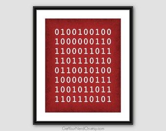 Binary I Love You, Computer Science Art, Nerdy Gifts for Him, Nerdy Baby Decor