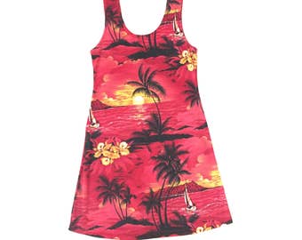 Vintage Red Hawaiian Mini Dress
