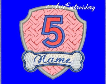 Birthday Badges from # 1 to 10 + Name Applique Embroidery Designs Set for Baby and Children.