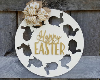 Happy Easter Door Hanger - Easter Bunny Wreath - Easter Wall Hanging