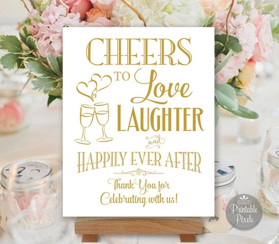 Printable Cheers To Love Laughter And Happily Ever After Gold 9182