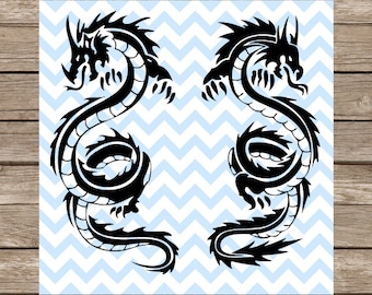 Chinese Dragon Dragon SVG Dragon Chinese New Year Tattoo SVG Cut File Silhouette cameo Cricut Cutting File DXF svg dragon clipart svg files