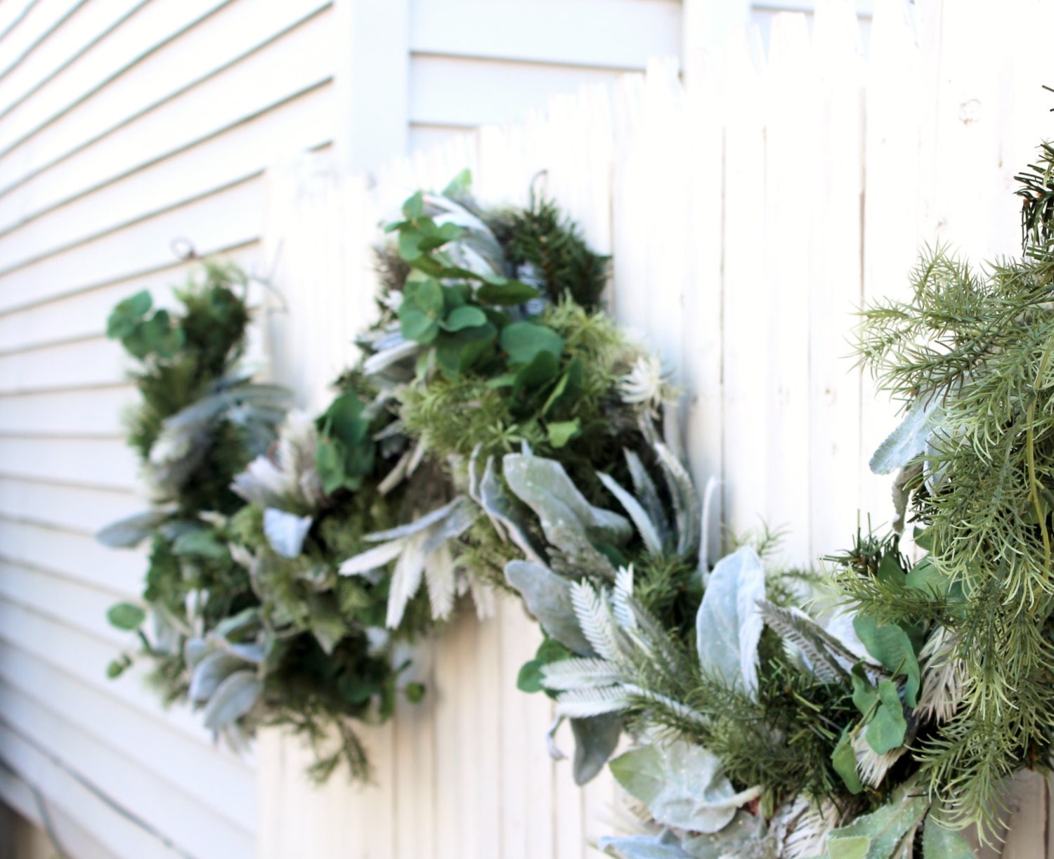 SALE 9ft Winter Garland Mixed Greens Garland Fireplace Mantle