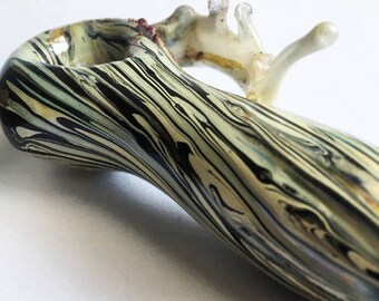Wood grain antler glass smoking pipe