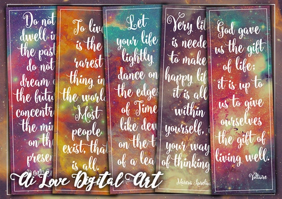 Digital printable bookmarks, Life Quotes, instant download 