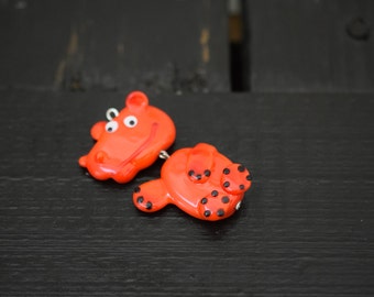 Artisan Handmade Lampwork Glass Hippo Pendant, 1pc
