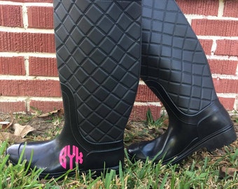 SALE!!! Monogrammed Black Rubber Rain Boots, Rain, Fashion