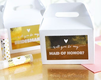 Bridesmaid & Maid of Honor Question Mini Gable Boxes (set of 8)