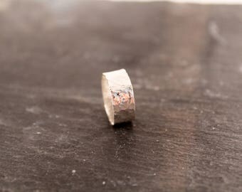 Sterling Silver Unisex Wide Stacking Ring (Men's Ring Unisex Hammered Band Gifts Under 50 for Men)