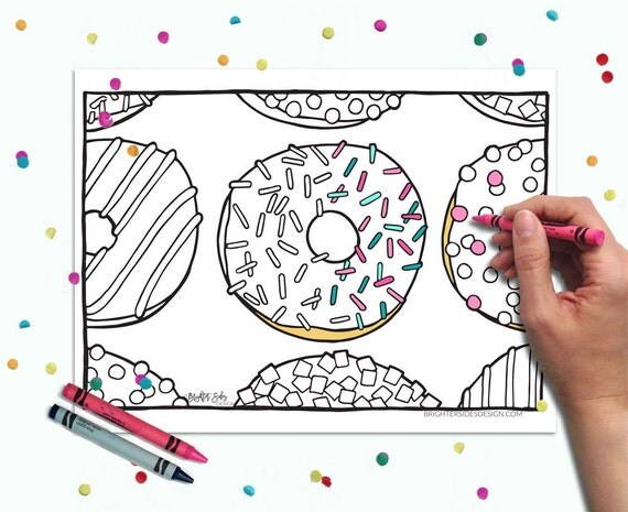 Download Donut Printable Coloring Page Party Favor Instant Download