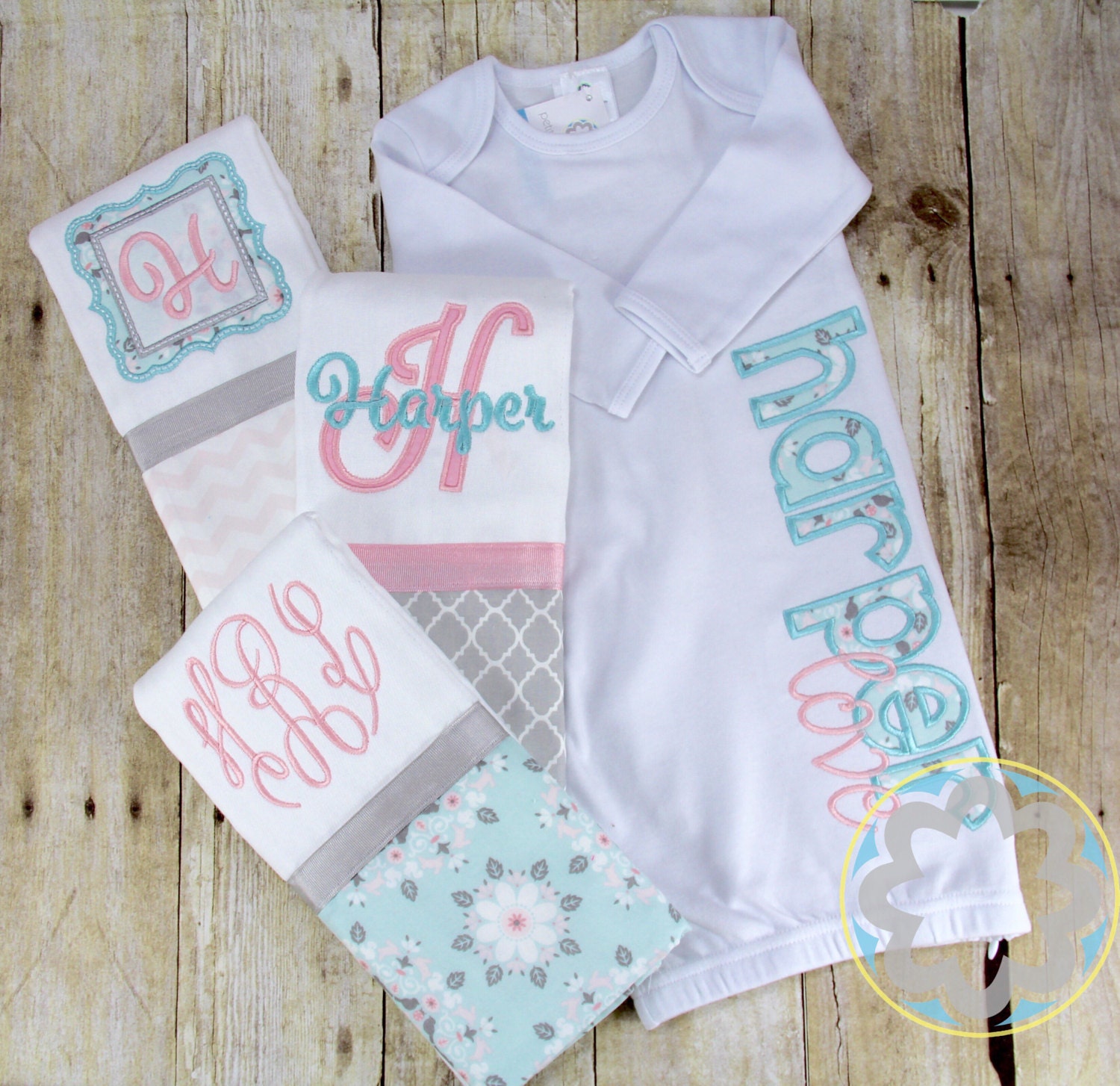 Baby Girl Gift Set Monogrammed Personalized Infant Gown and