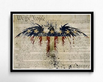 Patriotic Decor American Flag Art Eagle Print US Constitution 2nd Patriotic Decor American Flag Art Eagle Print US Constitution 2nd