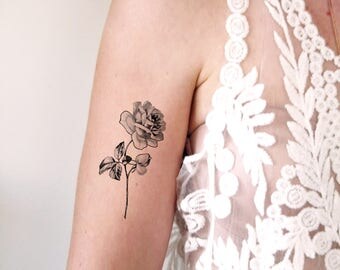 large floral temporary tattoo rose temporary tattoo flower large floral temporary tattoo rose temporary tattoo flower