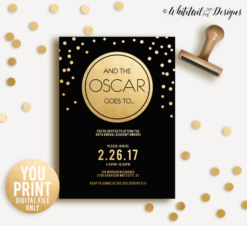 Oscar Party Invitation 2017 Oscar Invitation Academy Awards