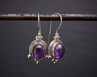 Silver and Amethyst Earrings, Amethyst Drops, February Birthstone, Birthstone Jewellery, Gemstone Earrings, Sterling Silver