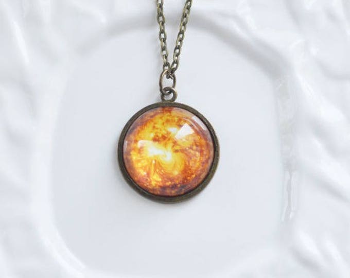 Sweet Price // The Sun // Pendant metal brass with the image under glass // 2016 Best Trends // Gifts For Her // Space // Galaxy