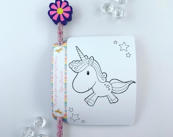 Unicorn colouring card and pencil holder