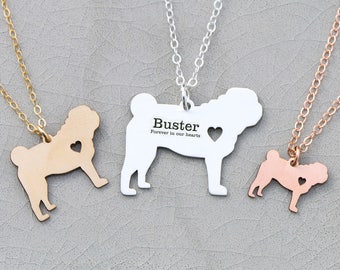 SALE • Pug Dog Necklace • Pug Jewelry • Dog Silhouette • Pet Jewelry Dog • Personalized Memorial Necklace • Pet Memorial Pendant • Dog Loss