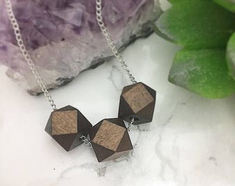 Wooden bead necklace - silver plated necklace - beaded necklace - Mother's Day Gift - Gifts for her