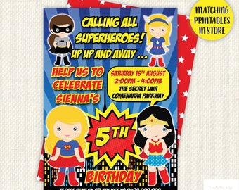 Superhero Invitation, superhero party, girl superhero invitation, girl party invitations, superhero birthday, Digital, Printable, Super hero