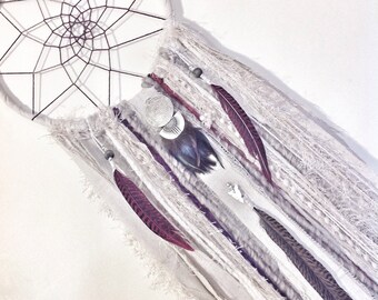 One of a kind; handmade and handdyed dreamcatcher 10inches round; 82cm long