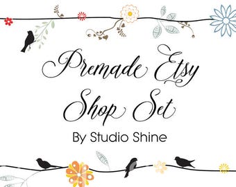 Etsy Banner Set - New Etsy Shop Banner Premade Etsy Banner Bird Banner Set - Classical Birds