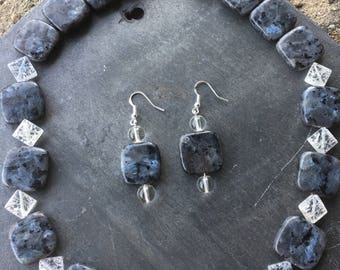 Larkivite and sterling silver hearts