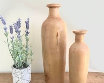 Vintage Wood Candlesticks / Solid Wood Candle Holders / Vintage Wooden Jugs / Boho Style Bohemian Decor