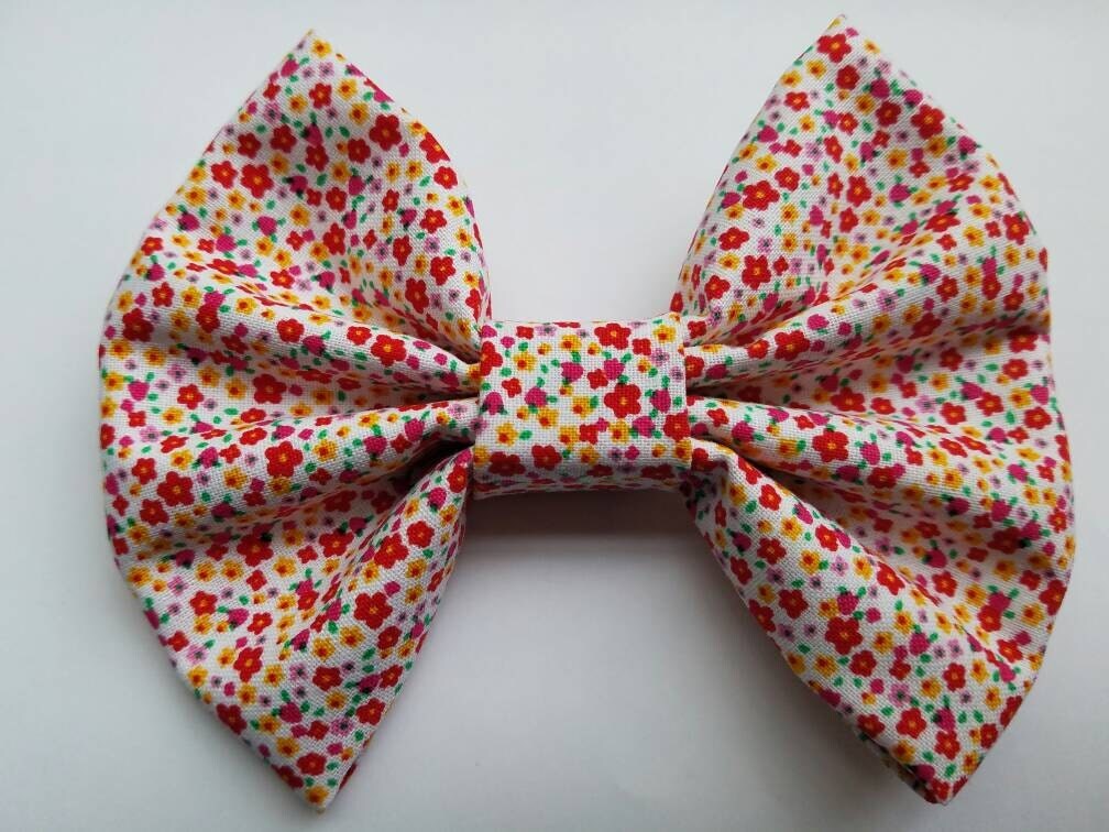 Floral Pattern Fabric Hair Bow