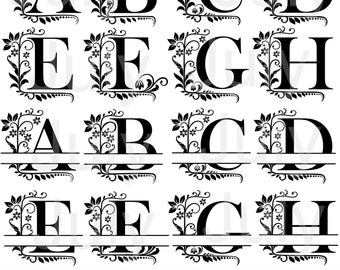 Split Monogram Alphabet, svg, dxf, png, ai, eps, Split Alphabet Letter Monogram, Regal Split Monogram Letters, Split letter SVG, Letters svg