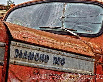 Rusty Truck photograph rusted old abandoned relic Diamond Reo semi tractor trailer Instant download photo vintage classic art photography