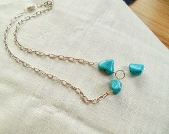 Bold turquoise necklace with Swarovski accent.