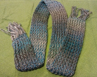 Silver and Turquoise Fuzzy Soft Winter Scarf