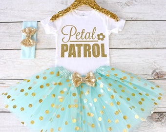 Petal Patrol. Flower Girl Shirt. Flower Girl Outfit. Flower Girl Tutu Outfit. Petal Patrol Shirt. Rehearsal Dinner. Wedding. S30 FWG (AQUA)