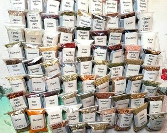 Set of All Herbs In Stock - 88 Bags - Resins, and Gums - Incense Kit - Wholesale - 2x3 Inch Bags - Witchcraft Supplies - Natural Medicine