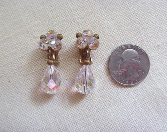Pair of Aurora Borealis Clip On Earrings