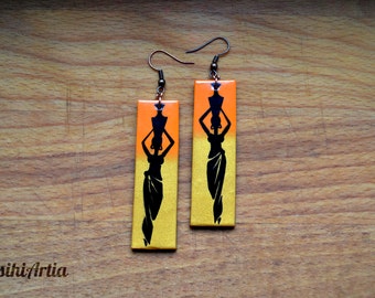 African jewelry African earrings African women Polymer clay earrings Polymer clay jewelry Handpainted earrings Skinner blend earrings