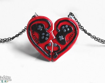 Couples Necklace Best Friend Necklace Set Player 1 Player 2 Keychain