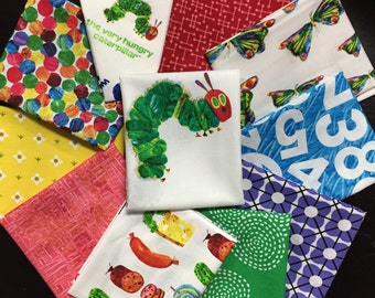 The Very Hungry Caterpillar Fabric Bundle - Curated by Needle in a Fabric Stash - 11 Fat Quarters