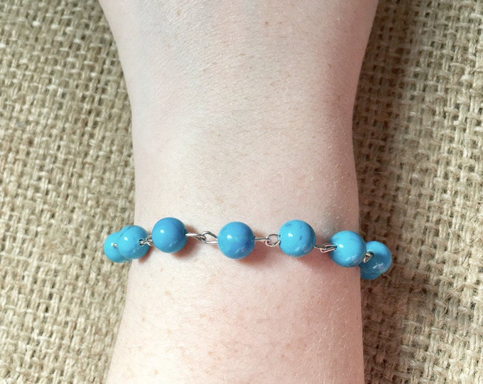 Agate Bracelet, Agate Stone Bracelet, Blue Rosary, Rosary Inspired, Stone Bracelet, Western Bracelet, Blue Agate, Boho Stone Bracelet