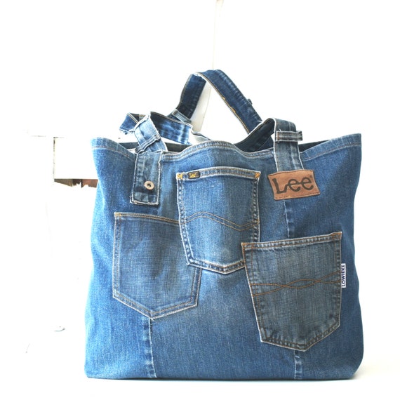 XXL tote beach bag with lots of pockets and lining recycled